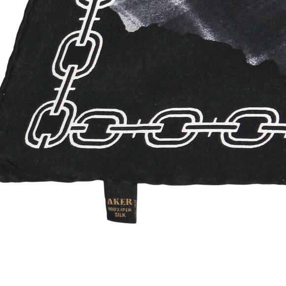 AKER 100% Silk Black and White Multi Color Patterned - Picture 5 of 6